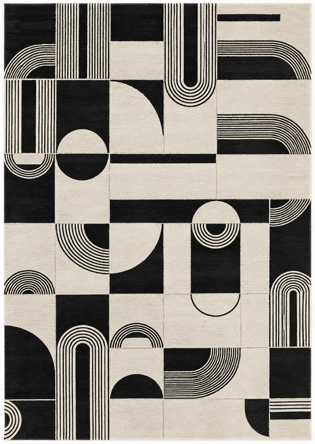 Alfombra Abstract de polipropileno, negro y blanco con patrones geométricos
