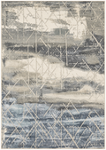 Alfombra Babilonia de polipropileno, blanco, marrón, gris y acero, diseño abstracto