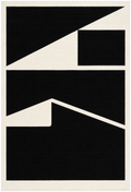 Alfombra Canva de polipropileno, blanco y negro con diseño geométrico minimalista