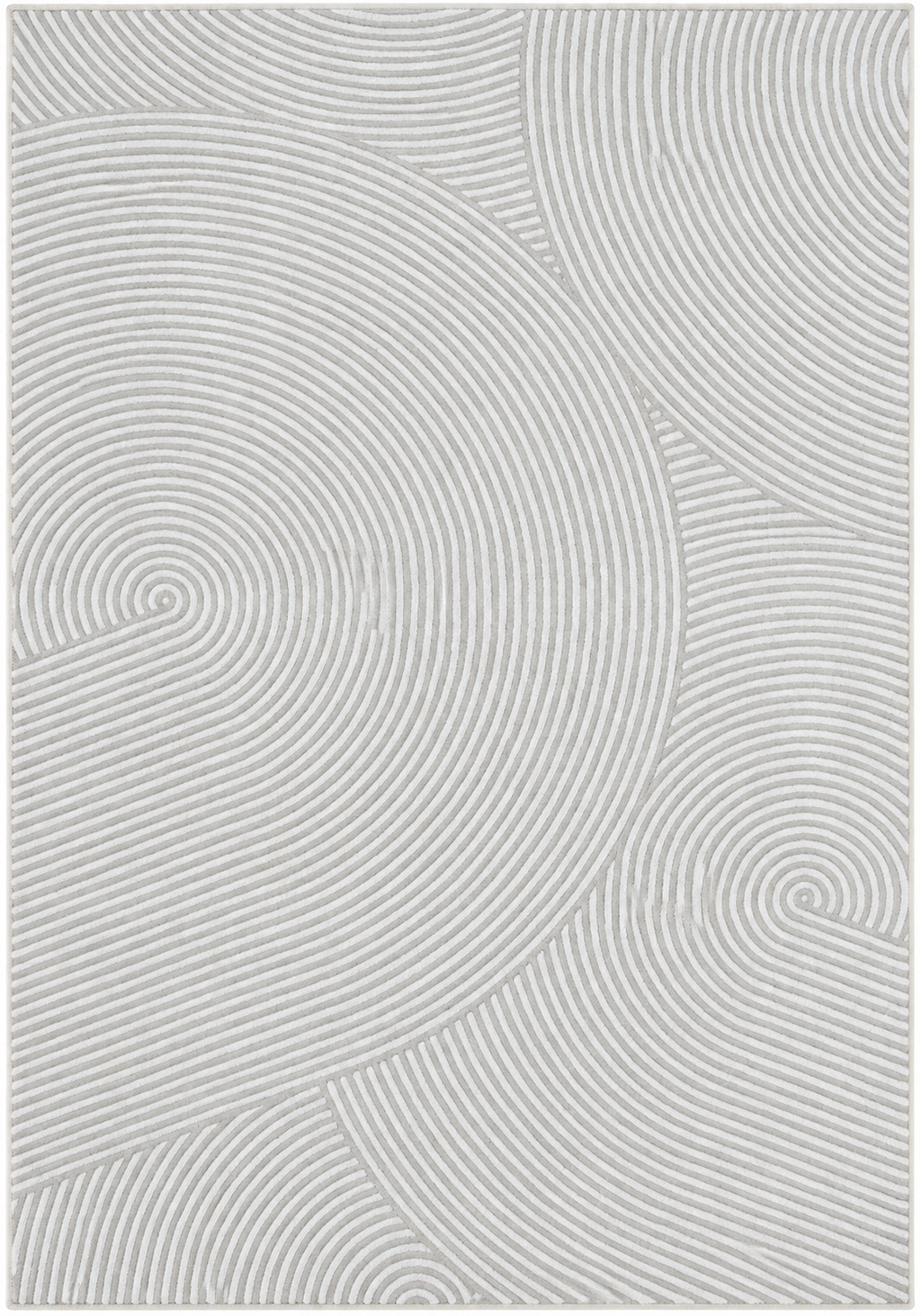 Alfombra Espiral de polipropileno, gris y blanco en doble altura con diseño en espiral