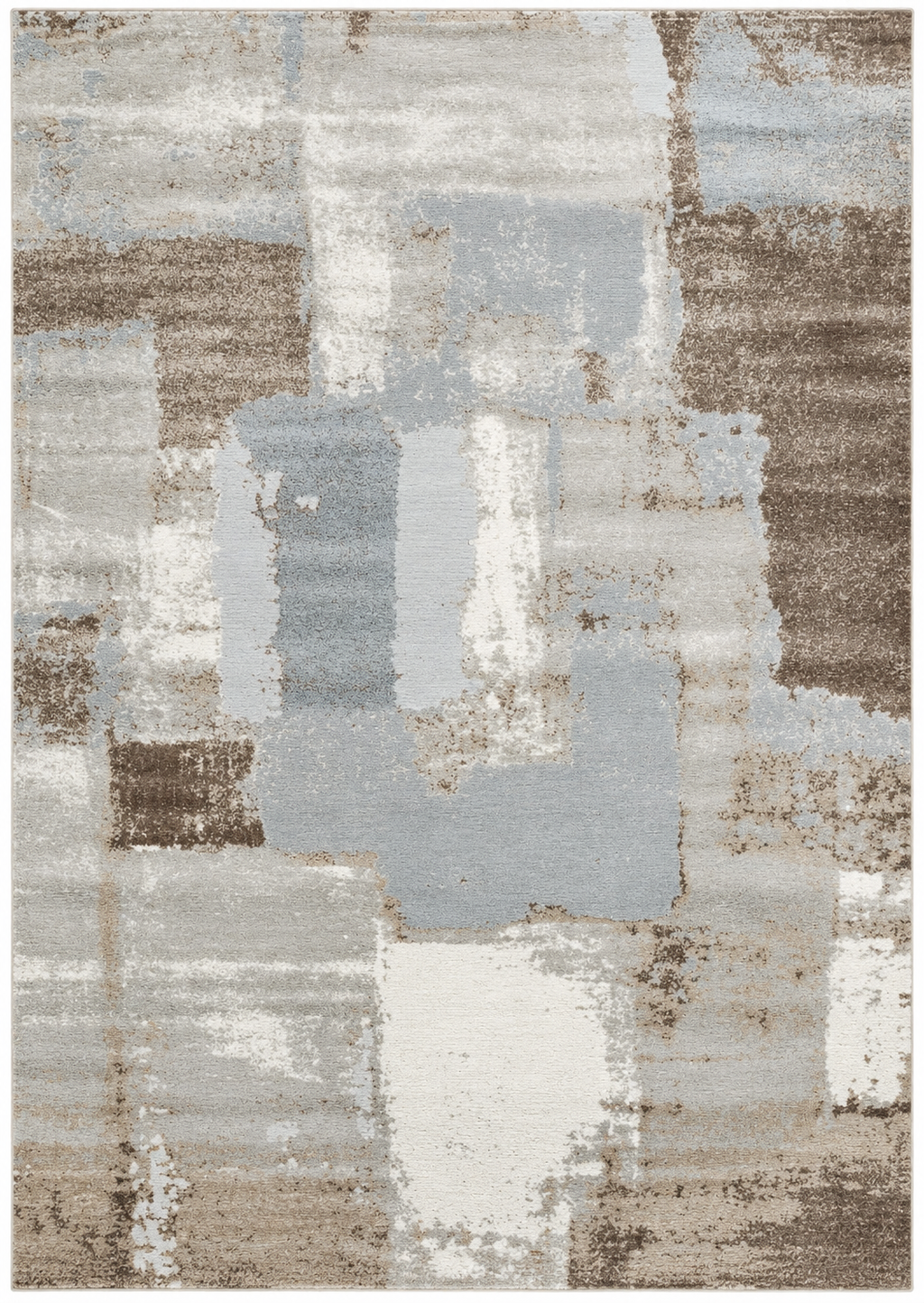 Alfombra Lienzo de polipropileno, abstracta en acero, beige, marrón y gris