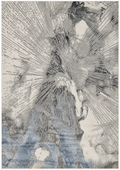 Alfombra Mármol Azul de polipropileno, blanco, negro, gris y acero, diseño abstracto con relieve