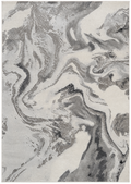 Alfombra Mármol Gris de polipropileno, gris, negro y blanco, diseño abstracto contemporáneo
