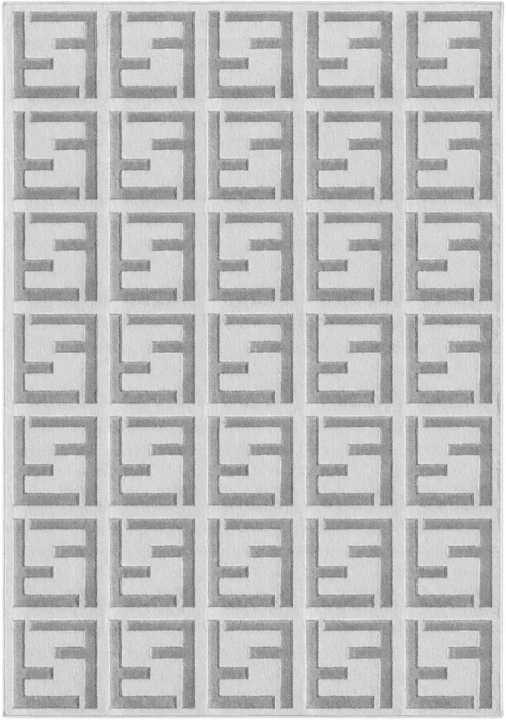 Alfombra Mosaico Grey de polipropileno, blanco y gris con diseño de mosaico moderno y minimalista