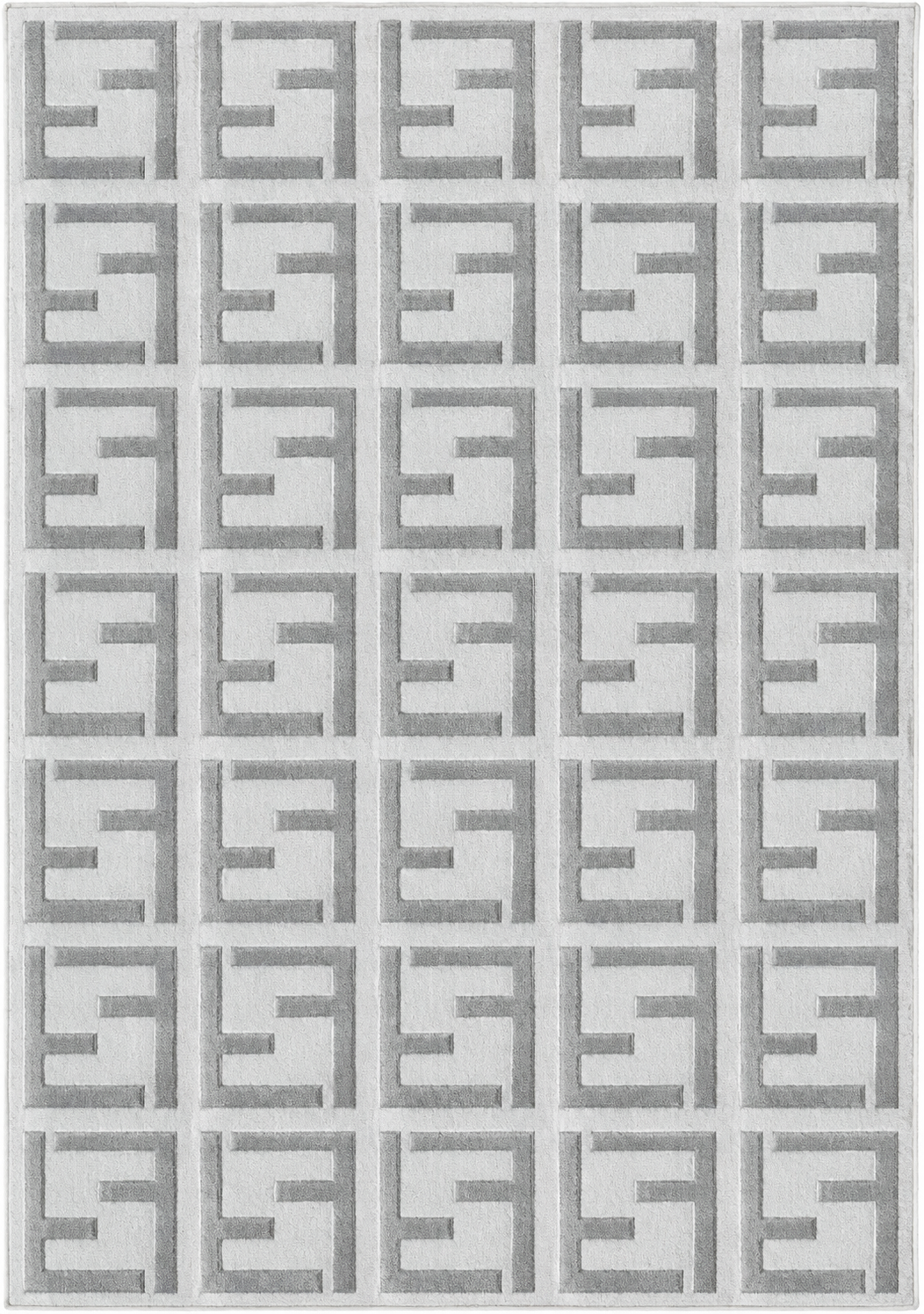 Alfombra Mosaico Grey de polipropileno, blanco y gris con diseño de mosaico moderno y minimalista