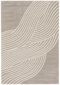 Alfombra Nazca Beige de polipropileno, beige con rayas blancas inspiradas en las líneas de Nazca