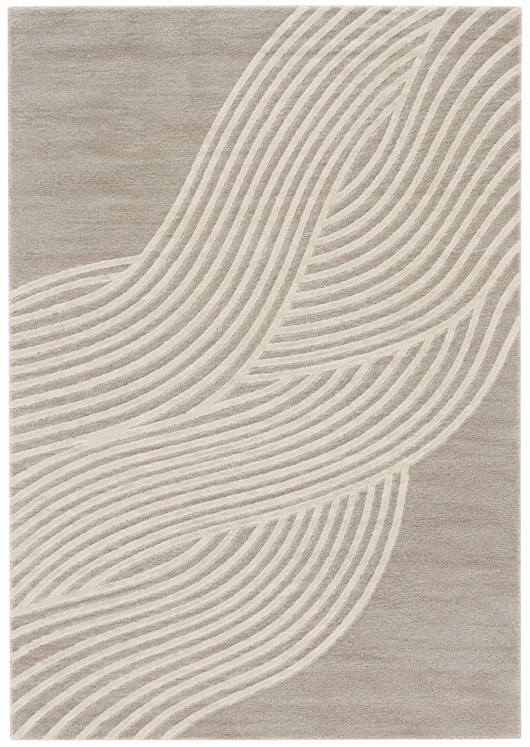 Alfombra Nazca Beige de polipropileno, beige con rayas blancas inspiradas en las líneas de Nazca