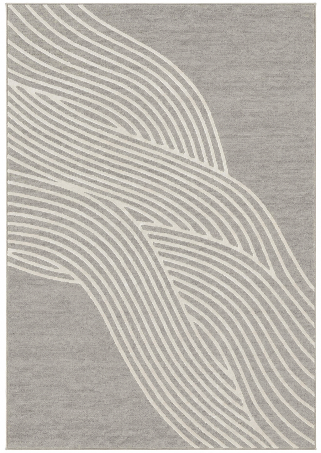 Alfombra Nazca Grey de polipropileno, gris con rayas blancas inspiradas en las líneas de Nazca