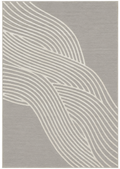 Alfombra Nazca Grey de polipropileno, gris con rayas blancas inspiradas en las líneas de Nazca