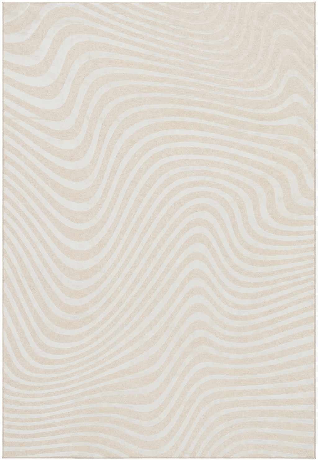 Alfombra Onda de polipropileno, beige y perla con ondas en doble altura