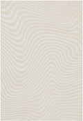 Alfombra Onda de polipropileno, beige y perla con ondas en doble altura