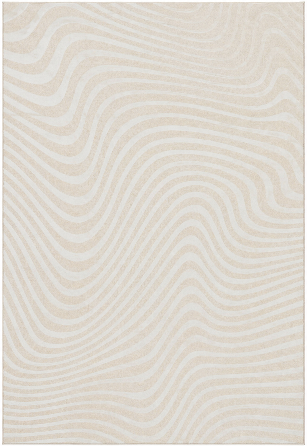 Alfombra Onda de polipropileno, beige y perla con ondas en doble altura