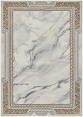 Alfombra Roma de polipropileno, blanca con guardilla clásica estilo romano en beige