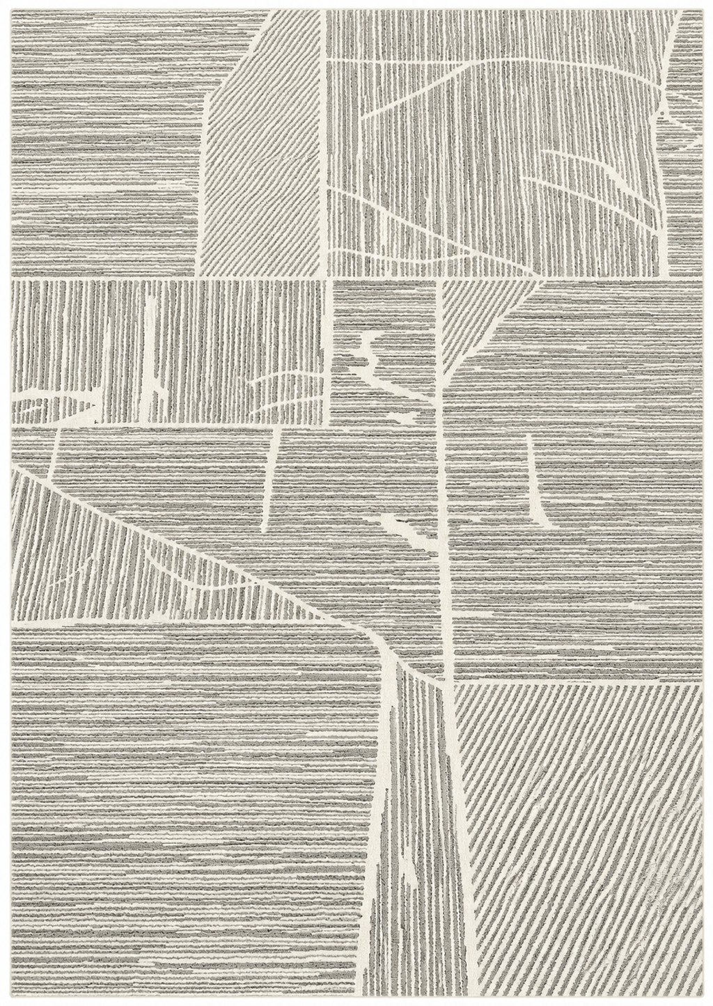 Alfombra Telar de polipropileno, gris con rayas blancas
