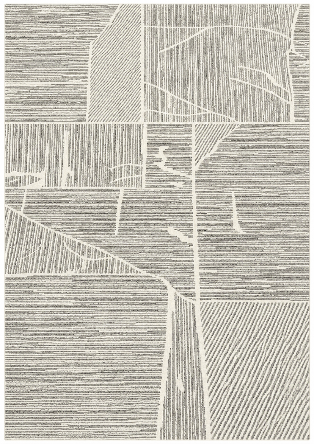 Alfombra Telar de polipropileno, gris con rayas blancas