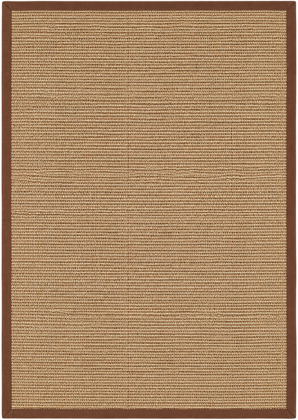 Alfombra Terracota de sisal, fibra natural beige con borde de algodón marrón