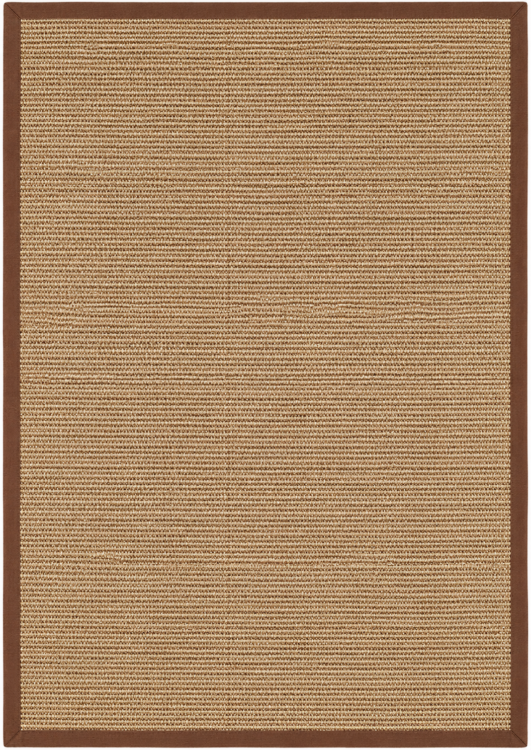 Alfombra Terracota de sisal, fibra natural beige con borde de algodón marrón
