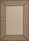 alfombra beige y marrón, guardilla, diseño sobrio geométrico clásico