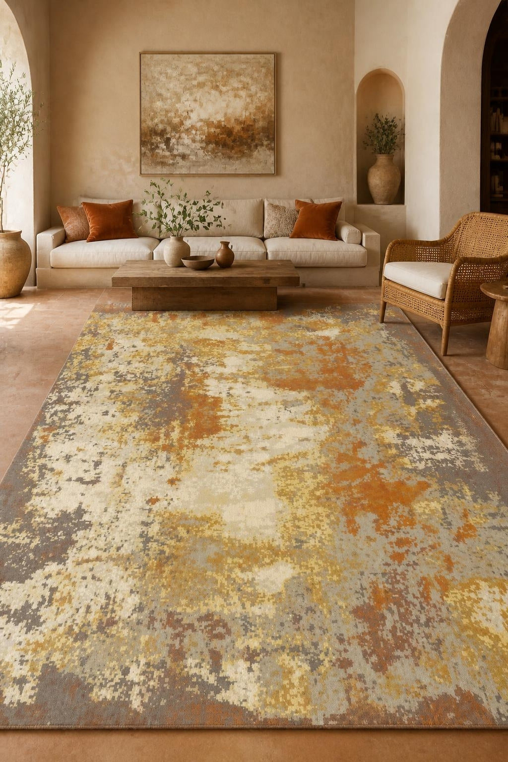 Alfombra Brume Brique de la Colección Versalles en sala decorada