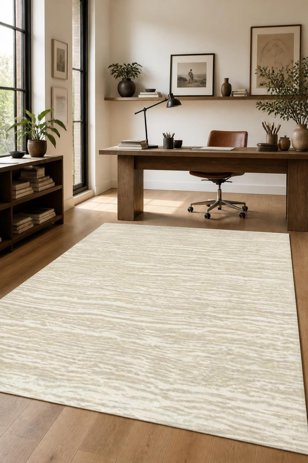 Alfombra Argile Sable de la Colección Versalles en sala decorada