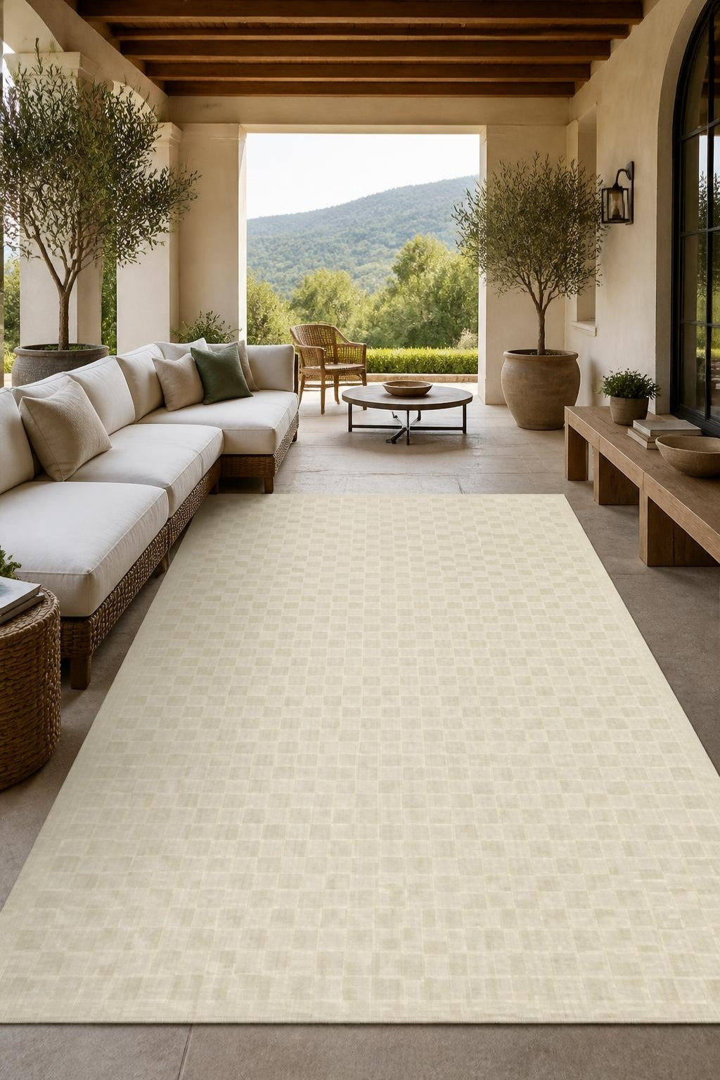 Alfombra Argile Schiste de la Colección Versalles en sala decorada